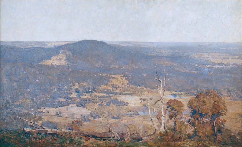 Australia Felix by Arthur Streeton, oil painting depicting a vibrant Australian landscape