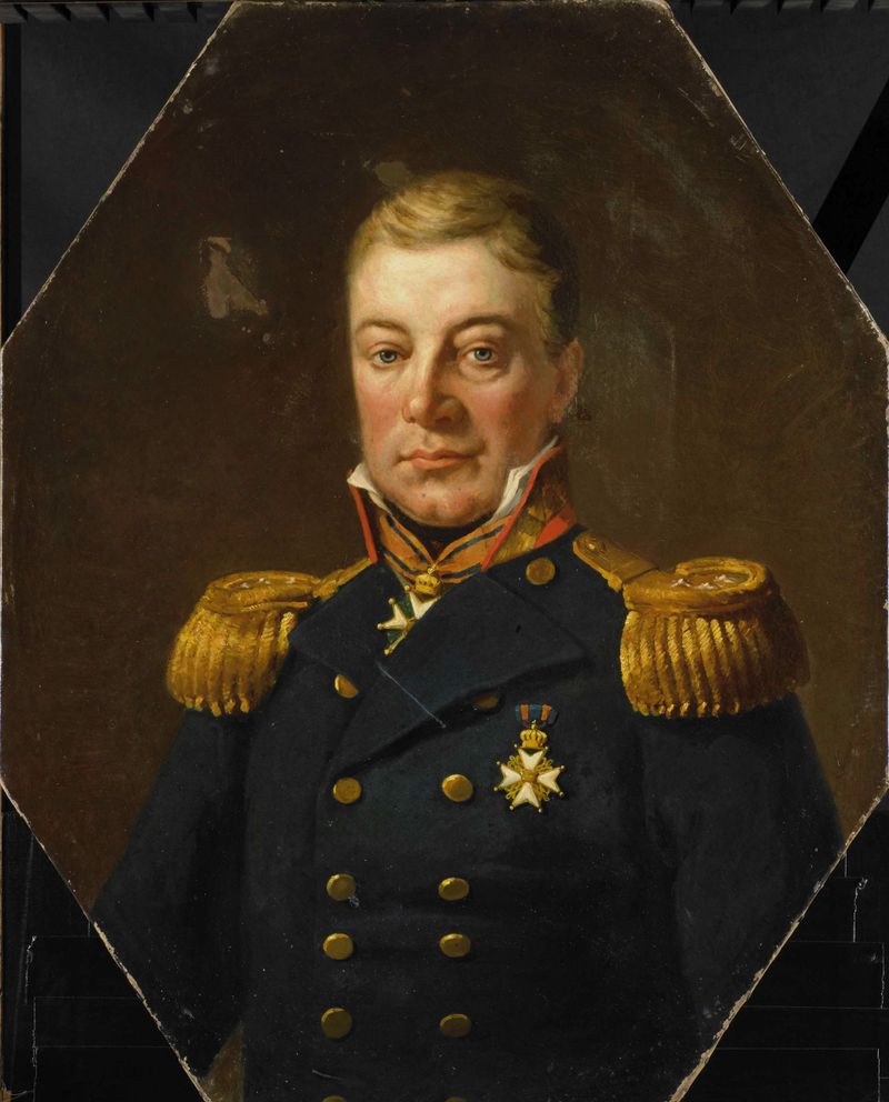 Retrato de uma figura em ocre e verdes suaves, pintura a óleo de Unknown Artist