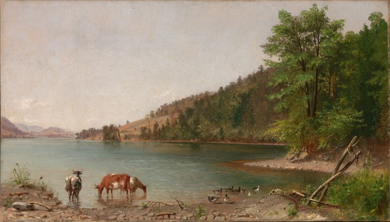 Small Landscape de Thomas Hicks, óleo sobre lienzo que representa un arroyo y la naturaleza.