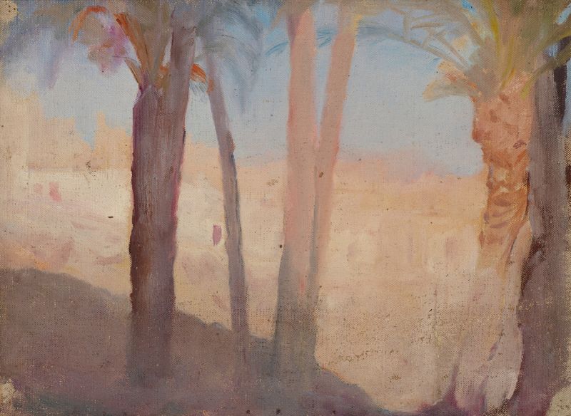 Paisaje de Elche por Jan Ciągliński, óleo sobre lienzo