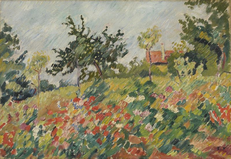 Champ fleuri de Louis Valtat, óleo sobre lienzo que muestra flores vibrantes