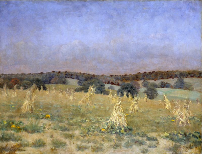 Paisaje con luz dorada y árboles, óleo sobre lienzo de William Anderson Coffin