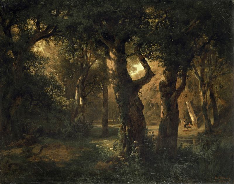 Interior de uma floresta, óleo sobre tela de Alexandre Calame