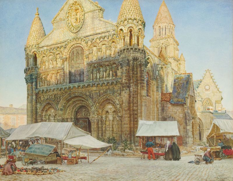 Notre Dame La Grande, Poitiers de Thomas Matthews Rooke, acuarela sobre papel