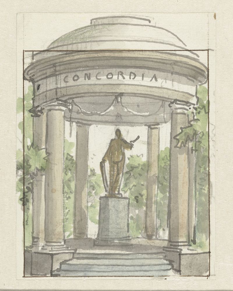 Neoclassical architecture design by Jurriaan Andriessen, featuring columns and pastel colors.
