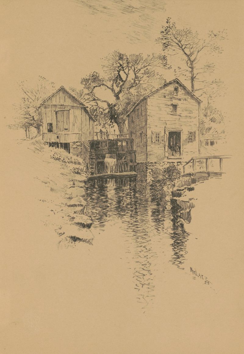 Velho moinho no Van Cortlandt Park, pintura a óleo de Charles Frederick William Mielatz