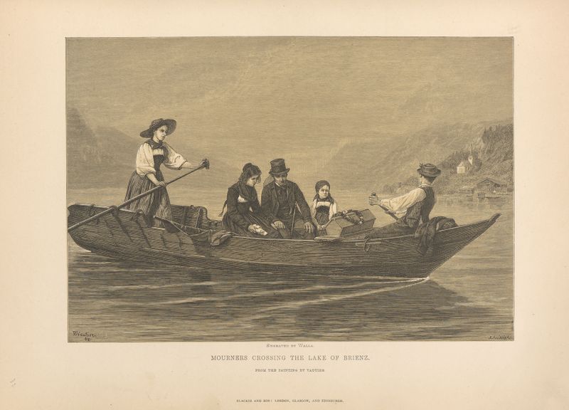 Mourners Crossing the Lake of Brienz, óleo sobre tela de Theodor Gsell Fels