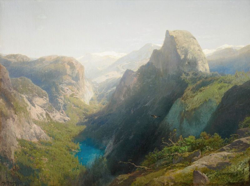 Mirror Lake, Yosemite by Hermann Ottomar Herzog, oil on canvas