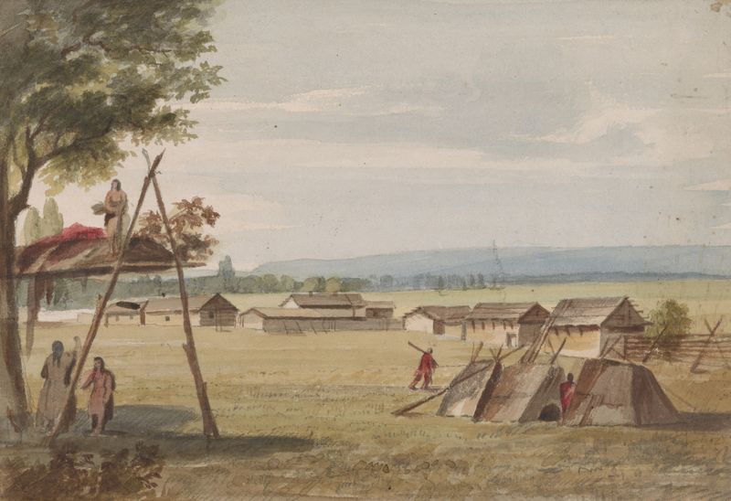 Paisaje con una figura solitaria en la naturaleza, pintura al óleo de John Mix Stanley