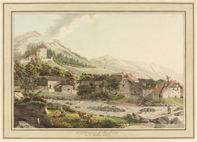 Landscape of Le Hameau de Tavel by Pierre Samuel Louis Joyeux, oil on canvas