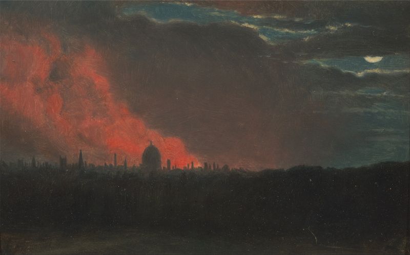 Fire in London, Seen from Hampstead de John Constable, óleo sobre tela