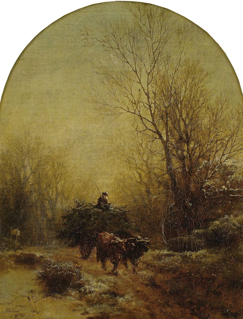 A Full Wagon by Albert Fitch Bellows, oil painting depicting a wagon filled with wheat in a landscape.