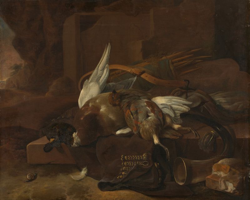Still life of game by Melchior d'Hondecoeter, oil on canvas