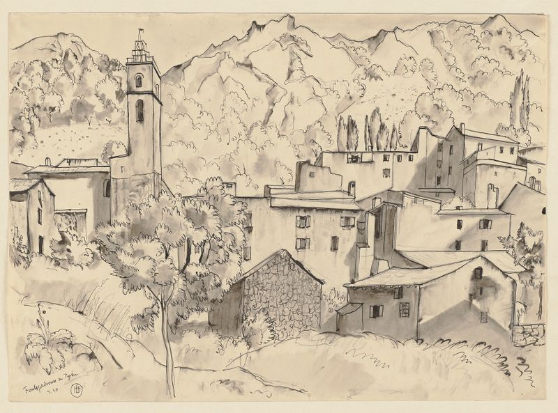 Post-Impressionism landscape by Hermann Lismann, Fontpédrouse en Pyrénées
