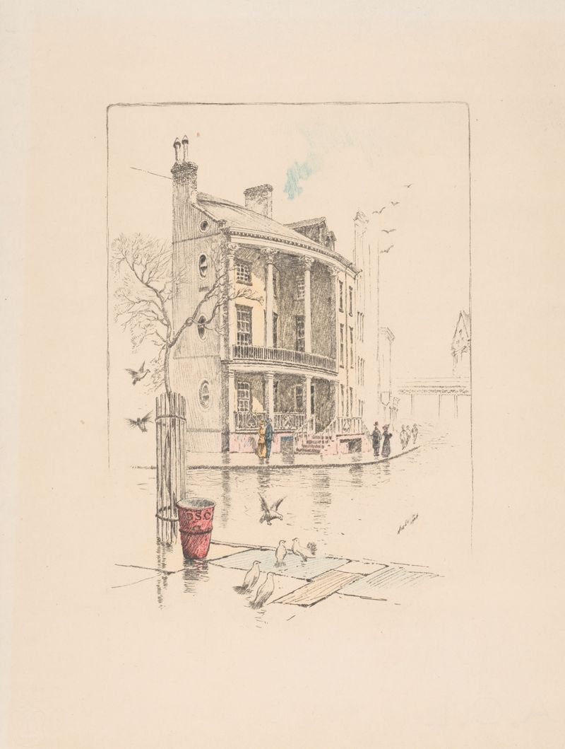 Architecture of Rogers’ house, no. 7 State Street by Charles Frederick William Mielatz, etching