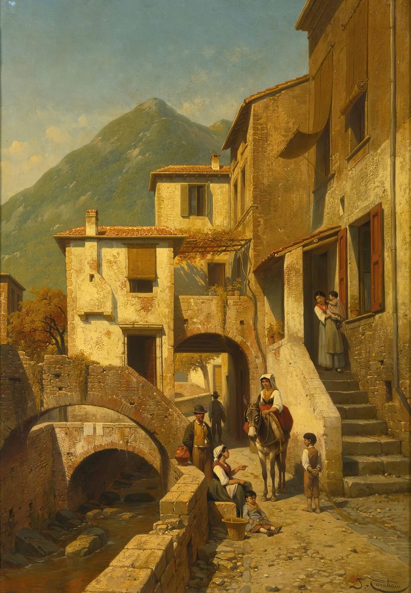 Rue A Monte-Rosso, Bord De La Mediterrane, oil on canvas by Jacques François Carabain