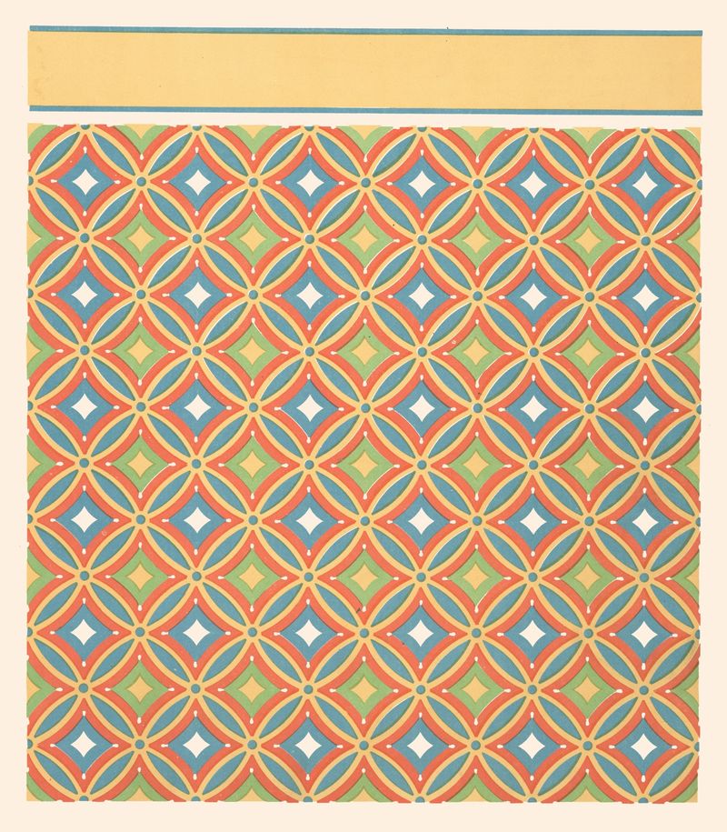 Fresco by Gustave Jéquier featuring geometric shapes and allegorical themes