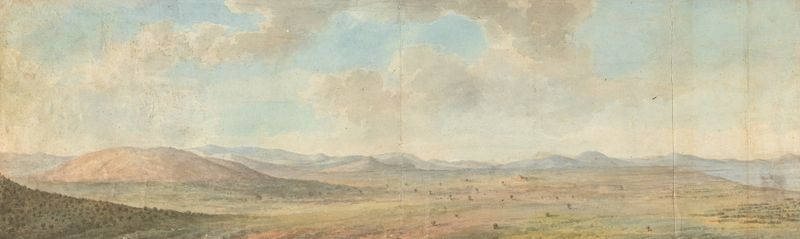 Landscape with hills in distance, oil on canvas by Willey Reveley