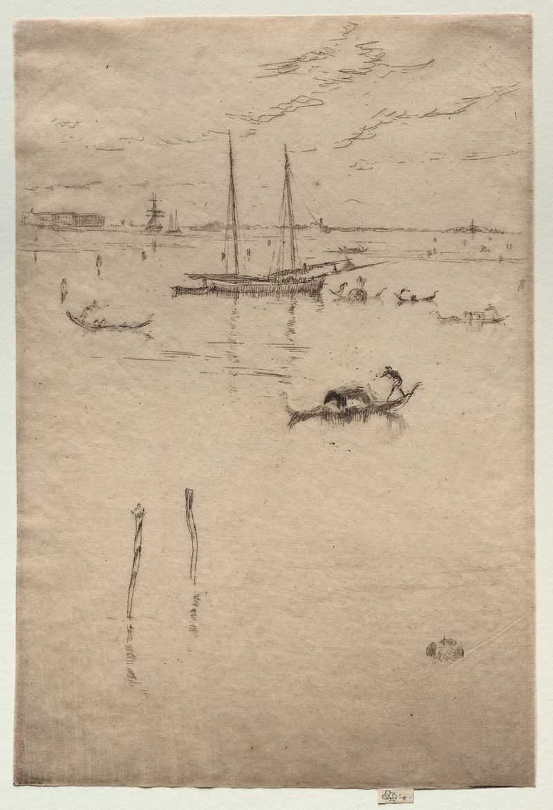 Pintura a óleo de Little Lagoon por James Abbott McNeill Whistler, com águas tranquilas e salgueiros.