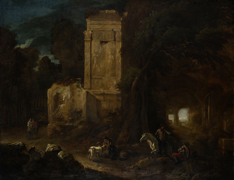 Landscape with Ancient Ruins, oil on canvas by Abraham van Cuylenborch