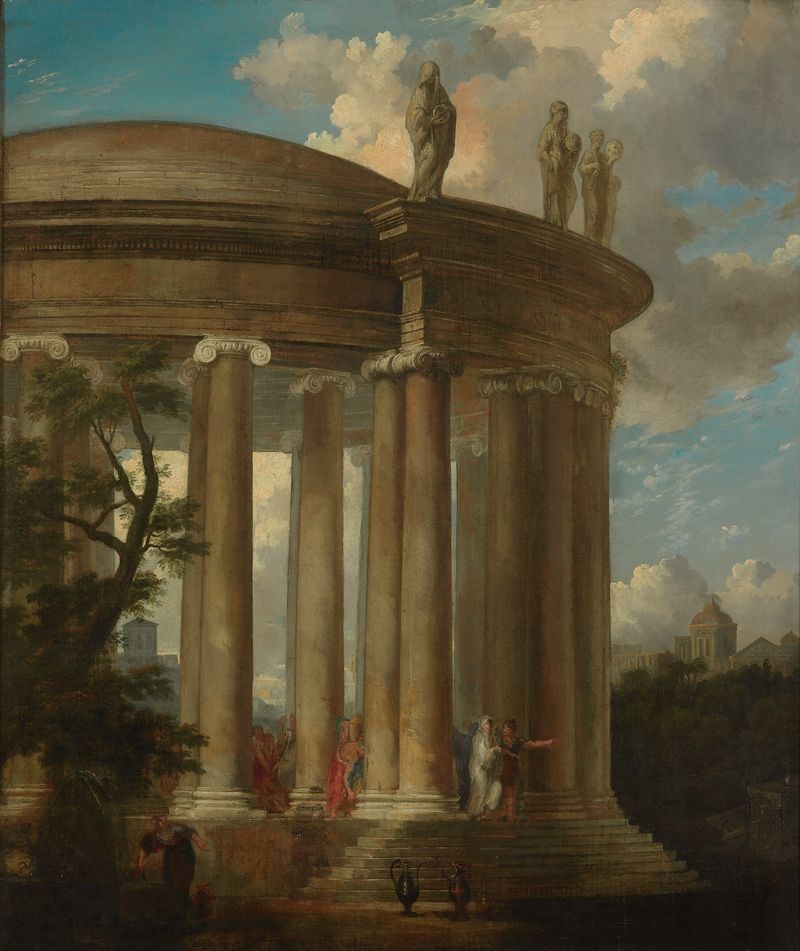 The Temple of Diana, oil painting by Giovanni Paolo Panini, featuring Corinthian columns and figures.
