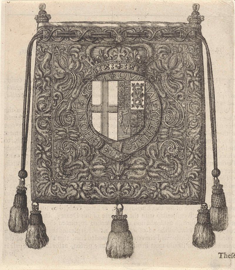 Grabado figurativo de Wenceslaus Hollar que muestra a una figura noble con un manto ornamentado.