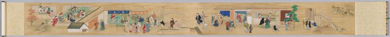 Autumn in the Pleasure Quarter, ukiyo-e by Hishikawa Moronobu, gold medium