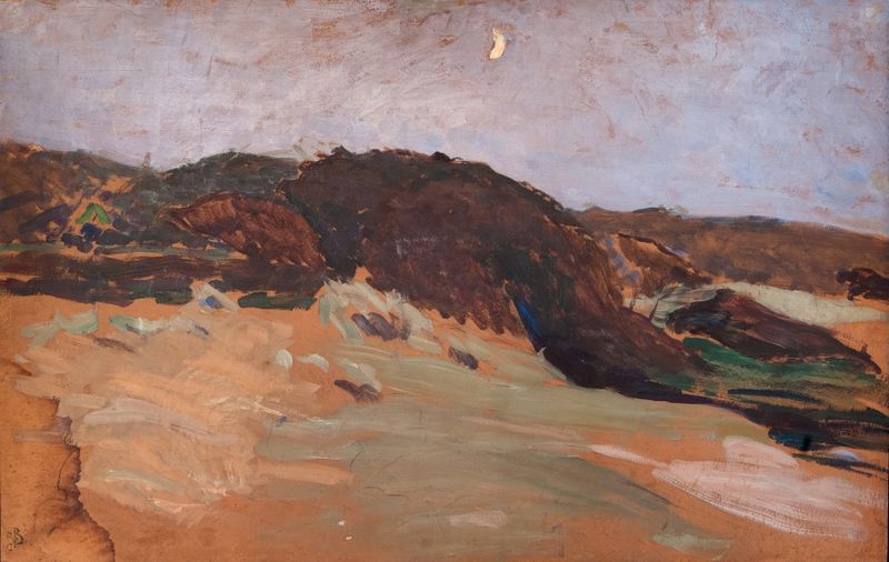 Landscape Varberg by Richard Bergh, oil on canvas depicting a tranquil sea and horizon.