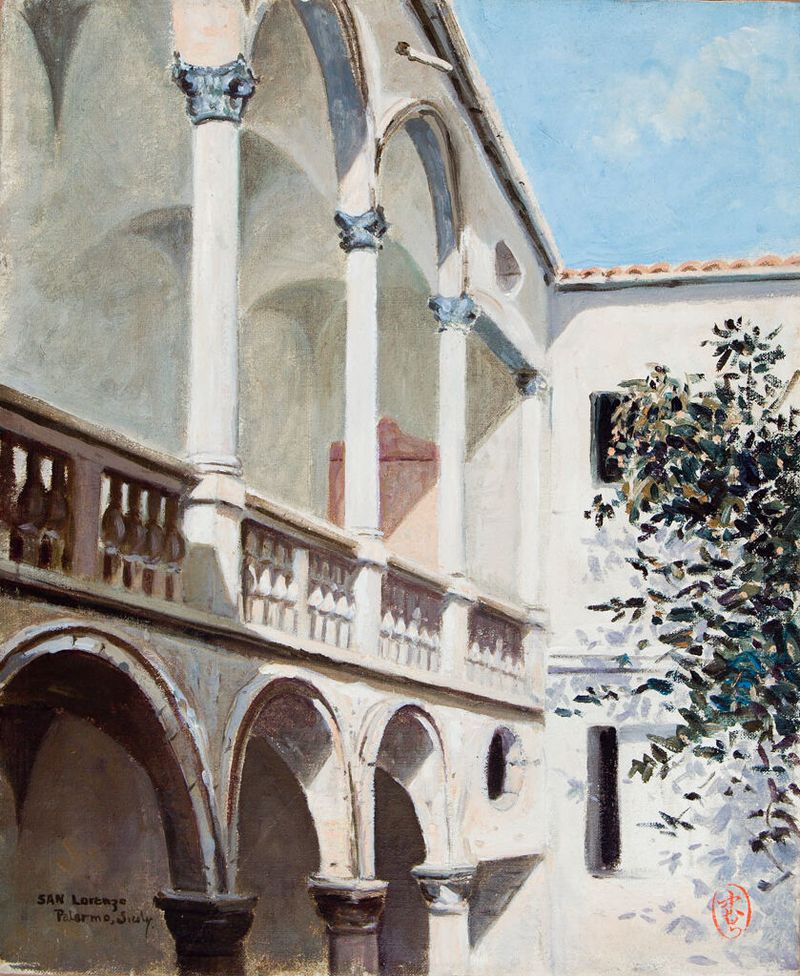 Pintura al óleo de San Lorenzo en Palermo, Italia por Kanji Nakamura