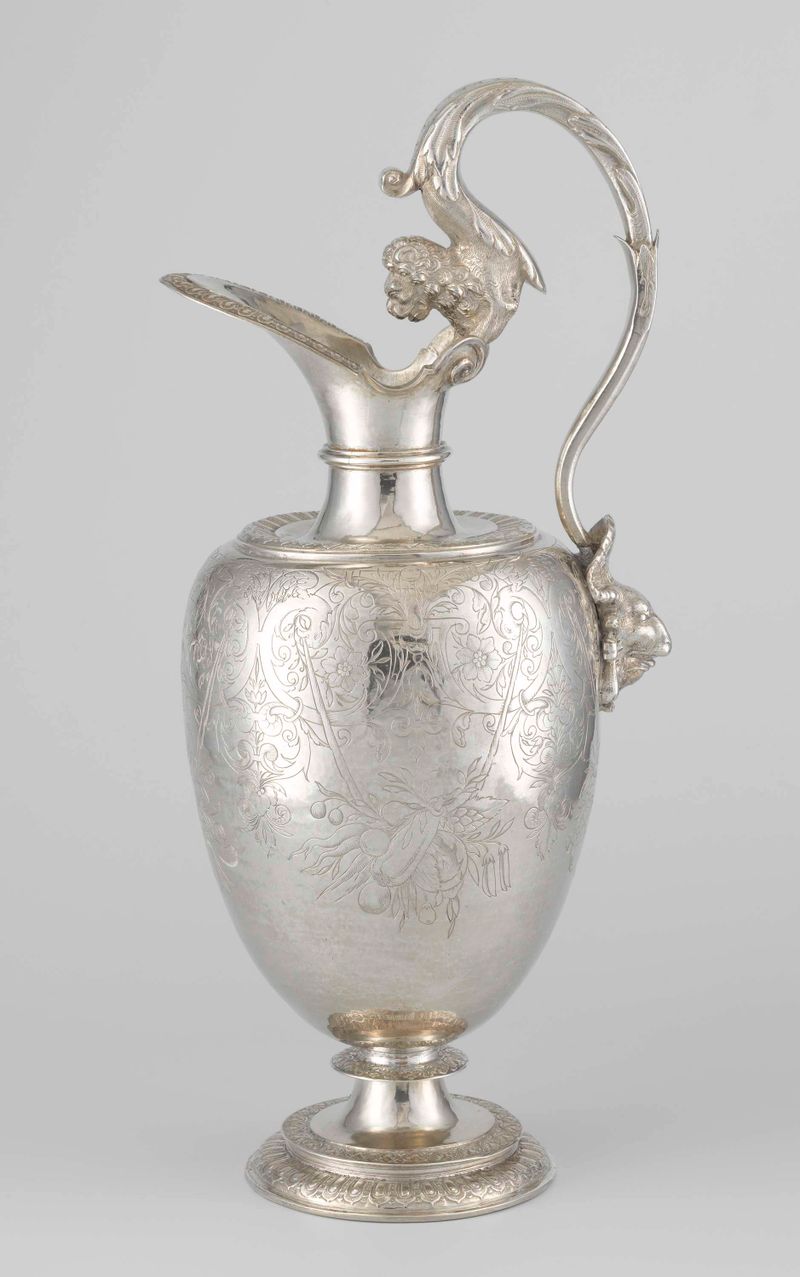 Ewer and basin with the arms of Vlissingen, metal, Jacques Bogaert