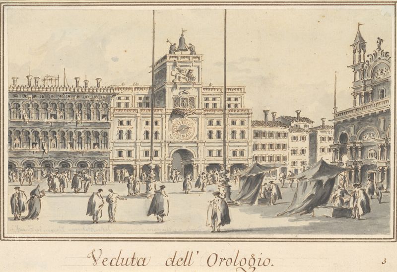 The Clock Tower of San Marco, architecture by Giacomo Guardi, oil painting