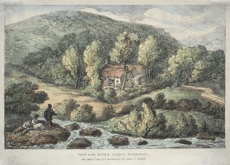 Aquarela de Thomas Rowlandson representando o Rio Camel na Cornualha