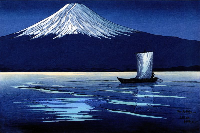 Ukiyo-e of Moonlight On Mt. Fuji by Lilian May Miller