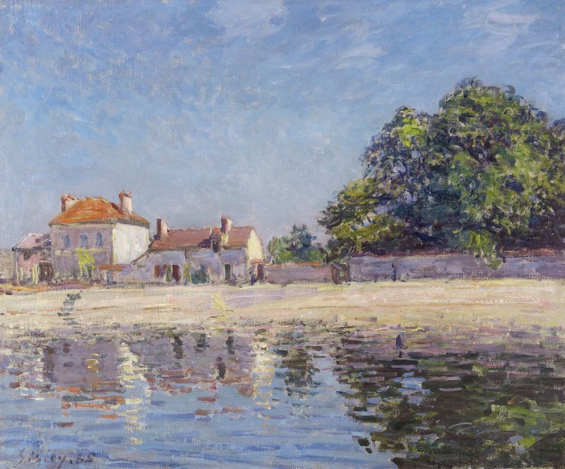 Bords du Loing, Saint-Mammes by Alfred Sisley, oil on canvas depicting a tranquil river landscape.