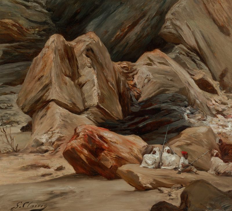 Figures resting in the mountains by Georges Jules Victor Clairin, oil painting