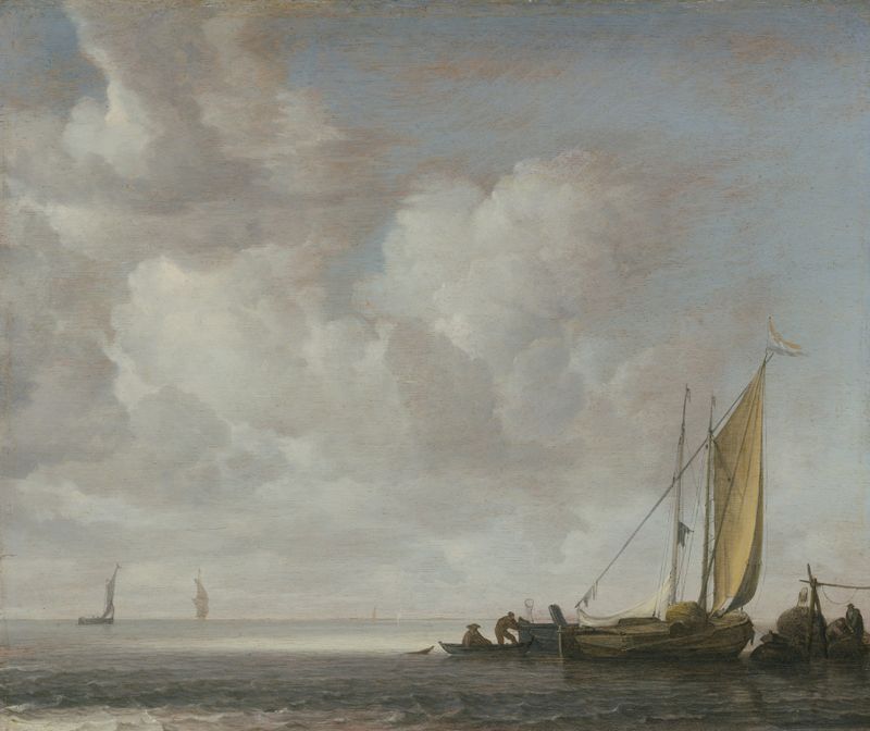 Calm Sea by Simon de Vlieger, oil painting depicting a serene marine landscape.