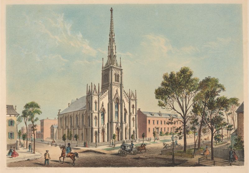 Arquitetura gótica de Universalist Church de Chicago Lithographing Co.