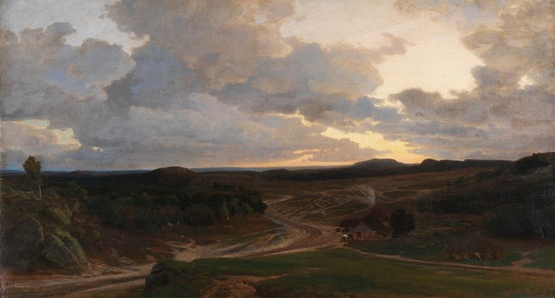 Landscape at sunset by Valentin Ruths, oil painting
