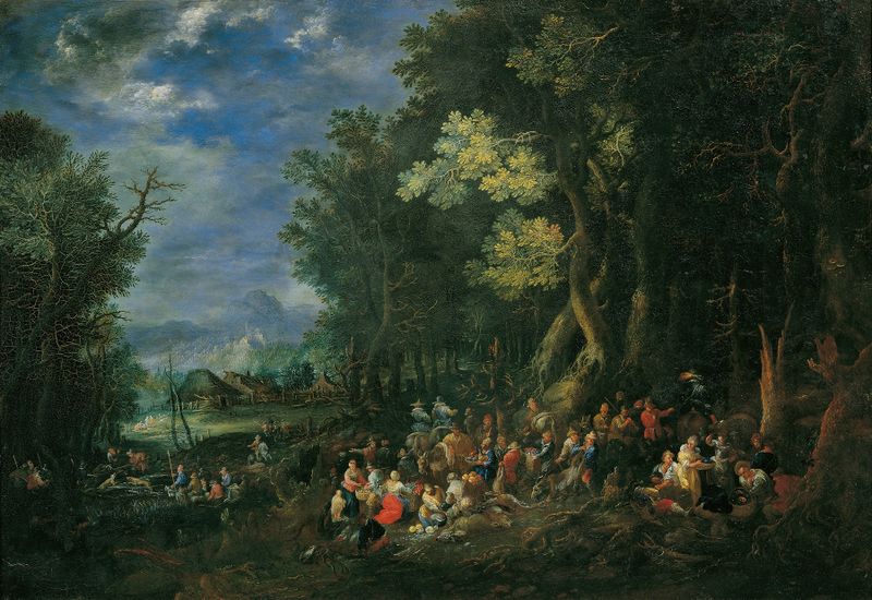 Paisaje que representa la tierra y la naturaleza de Johann Jakob Hartmann
