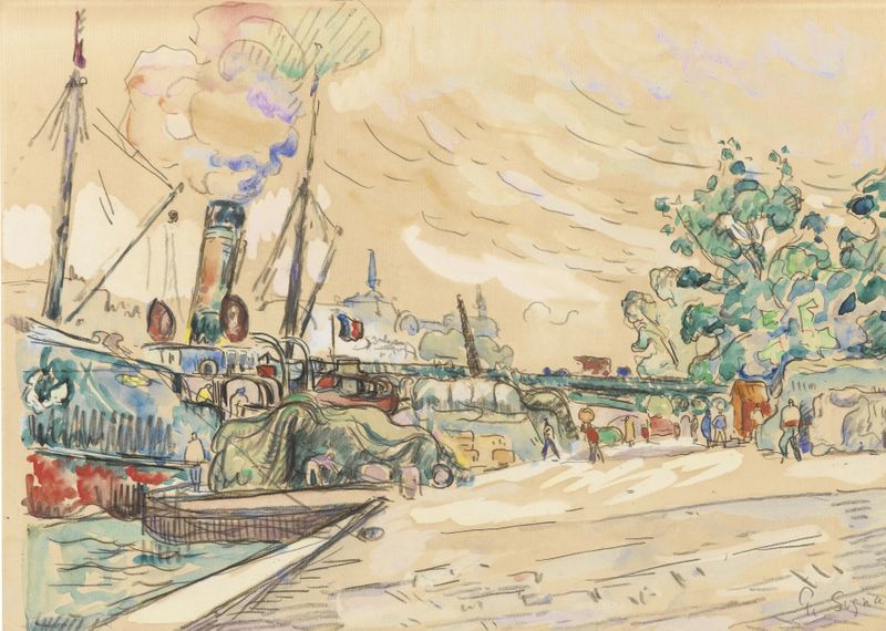 Paisagem pós-impressionista do rio Sena por Paul Signac