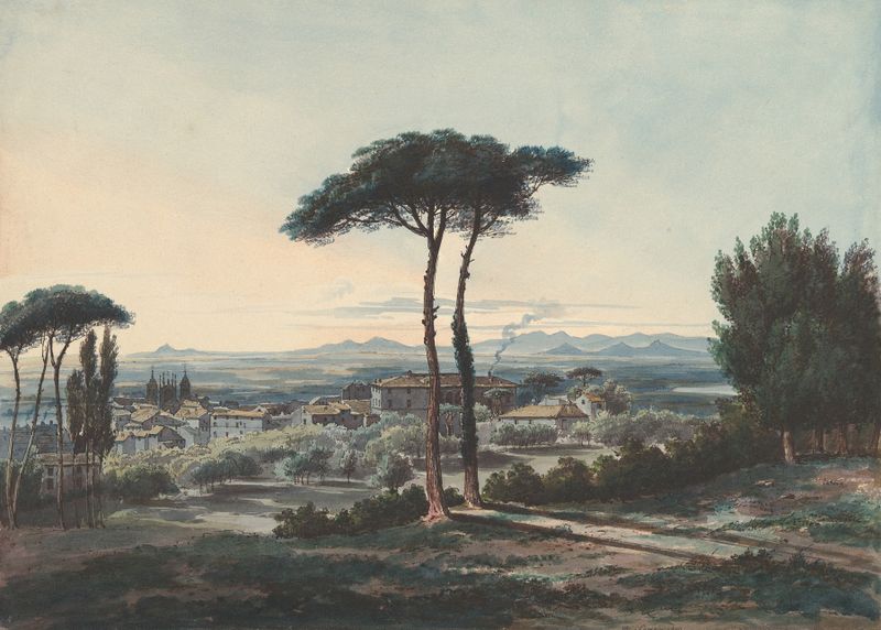 Landscape oil painting by William Cowen depicting rolling hills and golden light.
