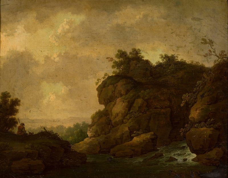 Paisaje romántico con un pastor y ovejas de Johann Christoph von Bemmel