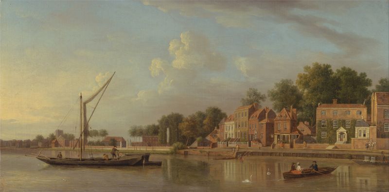 The Thames at Twickenham by Samuel Scott, oil on canvas, depicting a serene river landscape.
