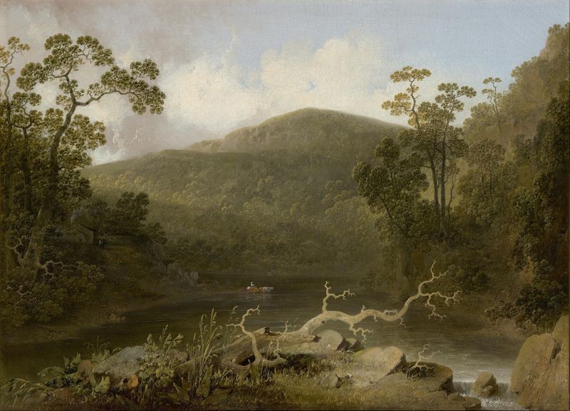 Virginia Landscape by Joshua Shaw, oil on canvas depicting mountains and nature.