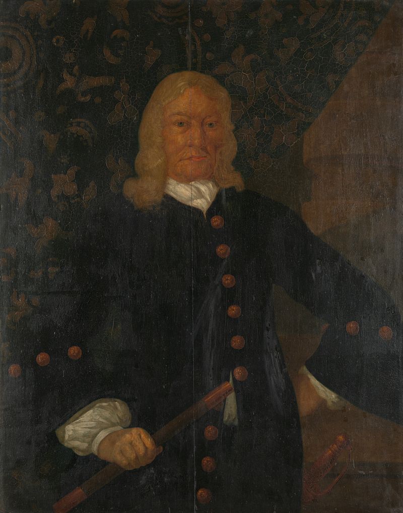 Pintura histórica al óleo de un artista desconocido que representa a un gobernador general de la VOC en Batavia.
