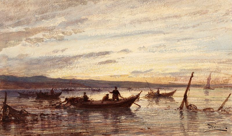 Paisaje de Martigues con reflejos de agua de Félix Ziem, pintura al óleo