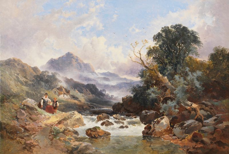 Paisagem romântica de Joseph Horlor com montanhas e céu