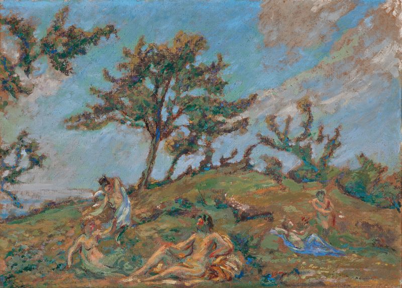 Pastorale by Ker-Xavier Roussel, oil on canvas depicting figures in a serene landscape