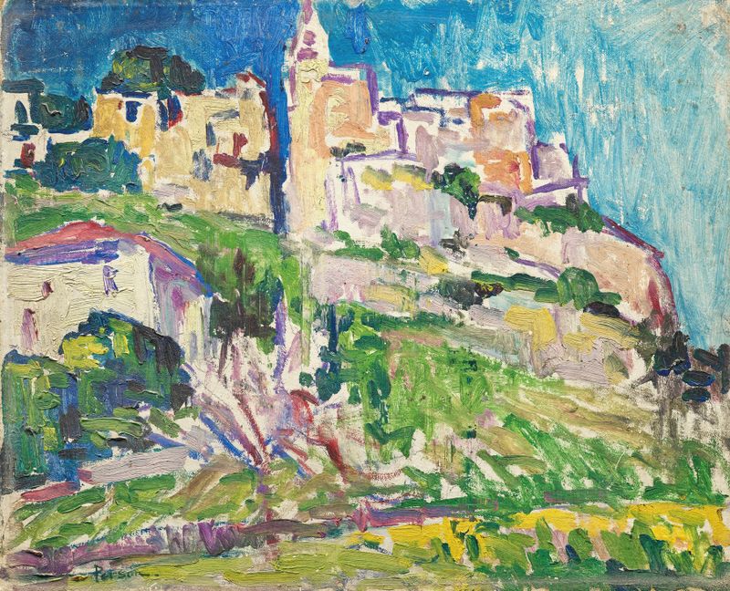 Landscape of Le Village de Gassin by Henri Person, oil on canvas