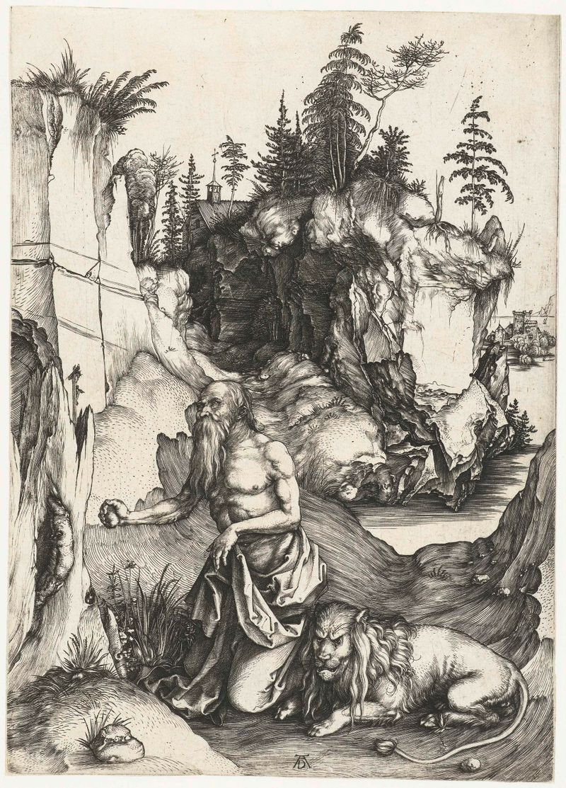 Grabado de San Jerónimo en el desierto de Albrecht Dürer